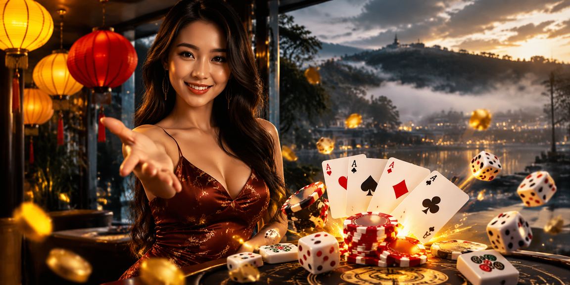 Người chơi tham gia trò chơi bài dưới ánh đèn lồng Hội An